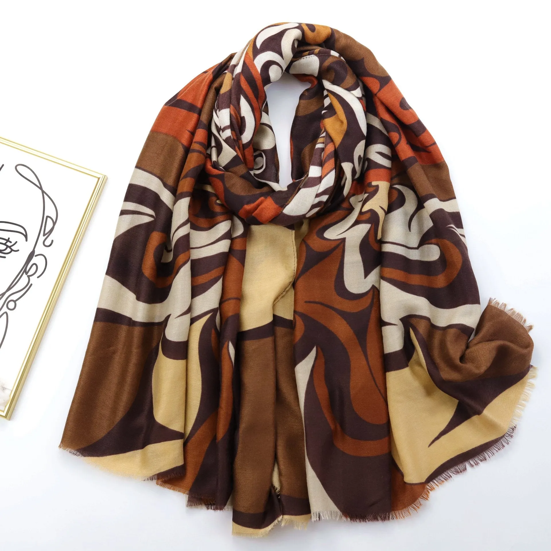 JY221059 Geometric pattern printed scarf