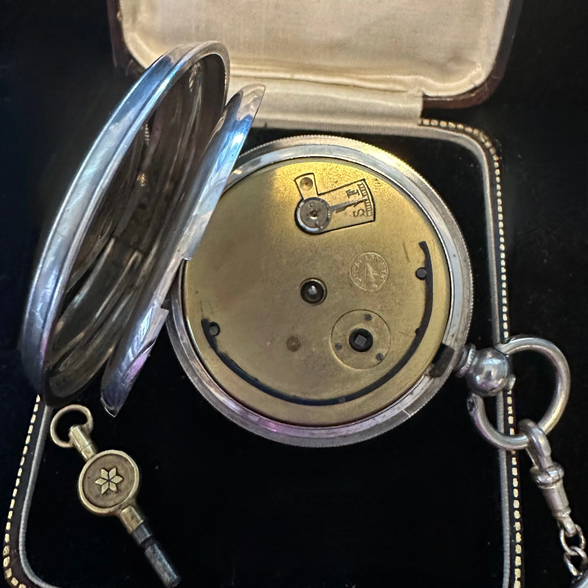 KENDAL & DENT SILVER ENGLISH POCKET WATCH WITH CHAIN