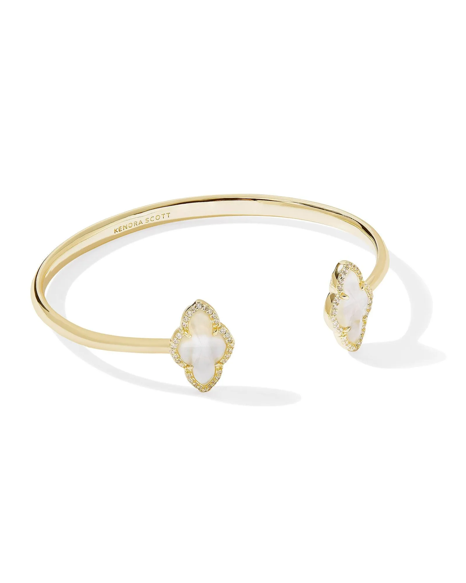 Kendra Scott Abbie Gold Pave Frame Cuff Bracelet in Ivory Mother of Pearl