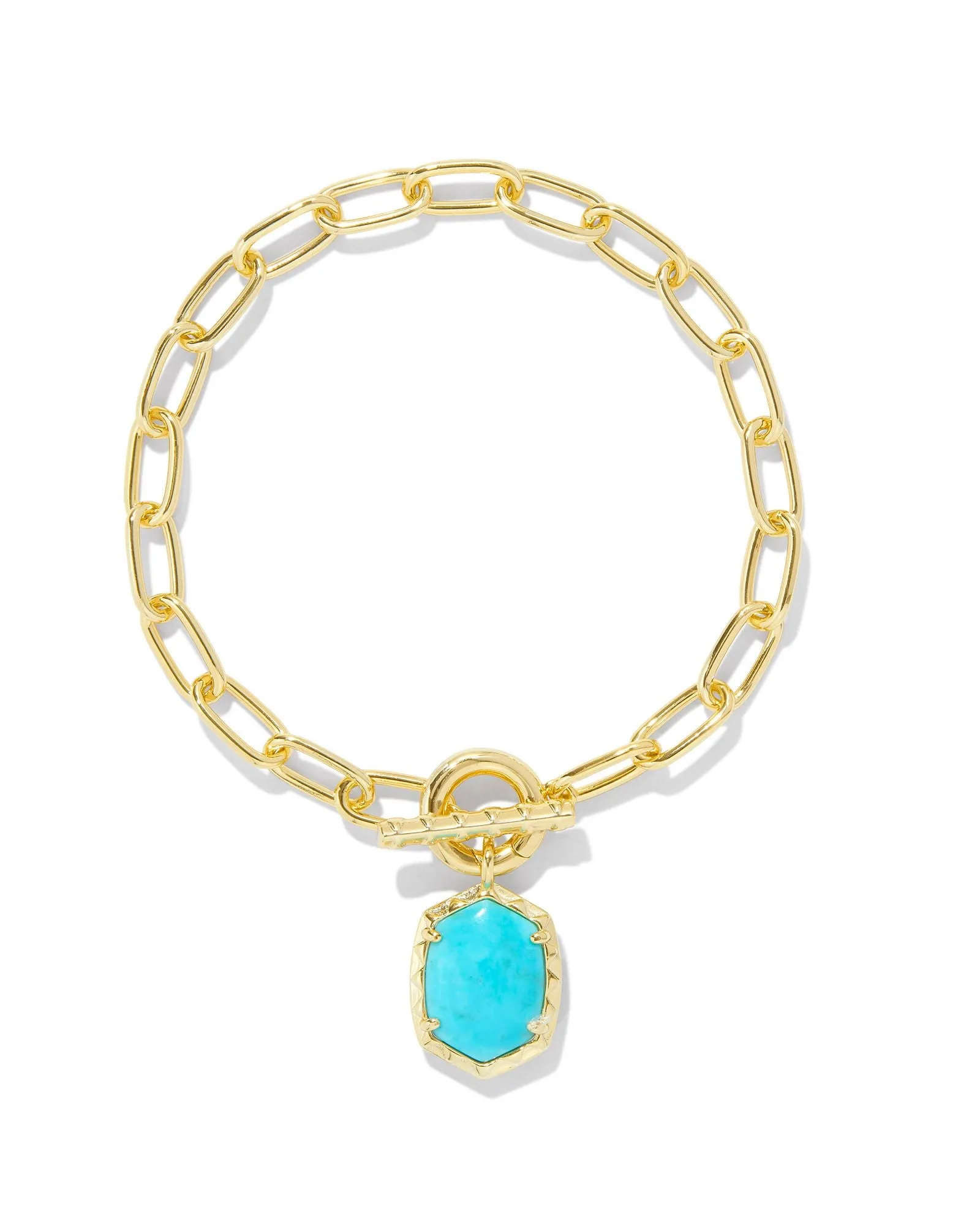 Kendra Scott Daphne Gold Link Bracelet in Variegated Turquoise Magnesite