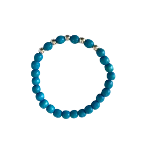 Kenley Sterling Silver Macaw Blue Wood 6mm Bracelet