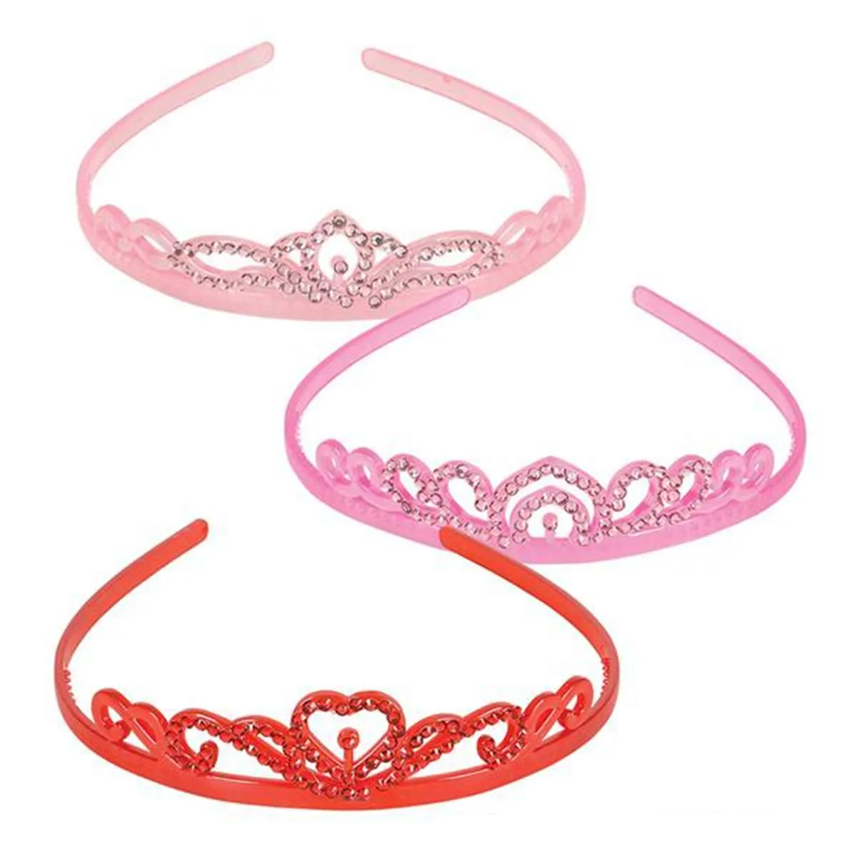 Kicko 5 Inch Plastic Tiara Headband - Princess Hairband for Girls - Pack of 12 Colored