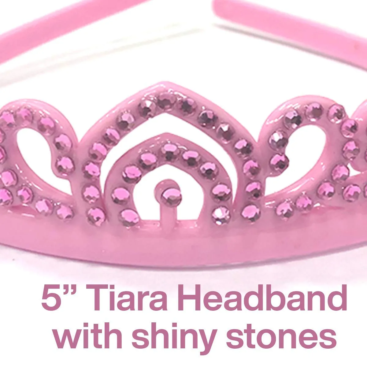 Kicko 5 Inch Plastic Tiara Headband - Princess Hairband for Girls - Pack of 12 Colored