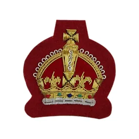 King Crown Badge Silver or Gold Bullion Hand Embroidered