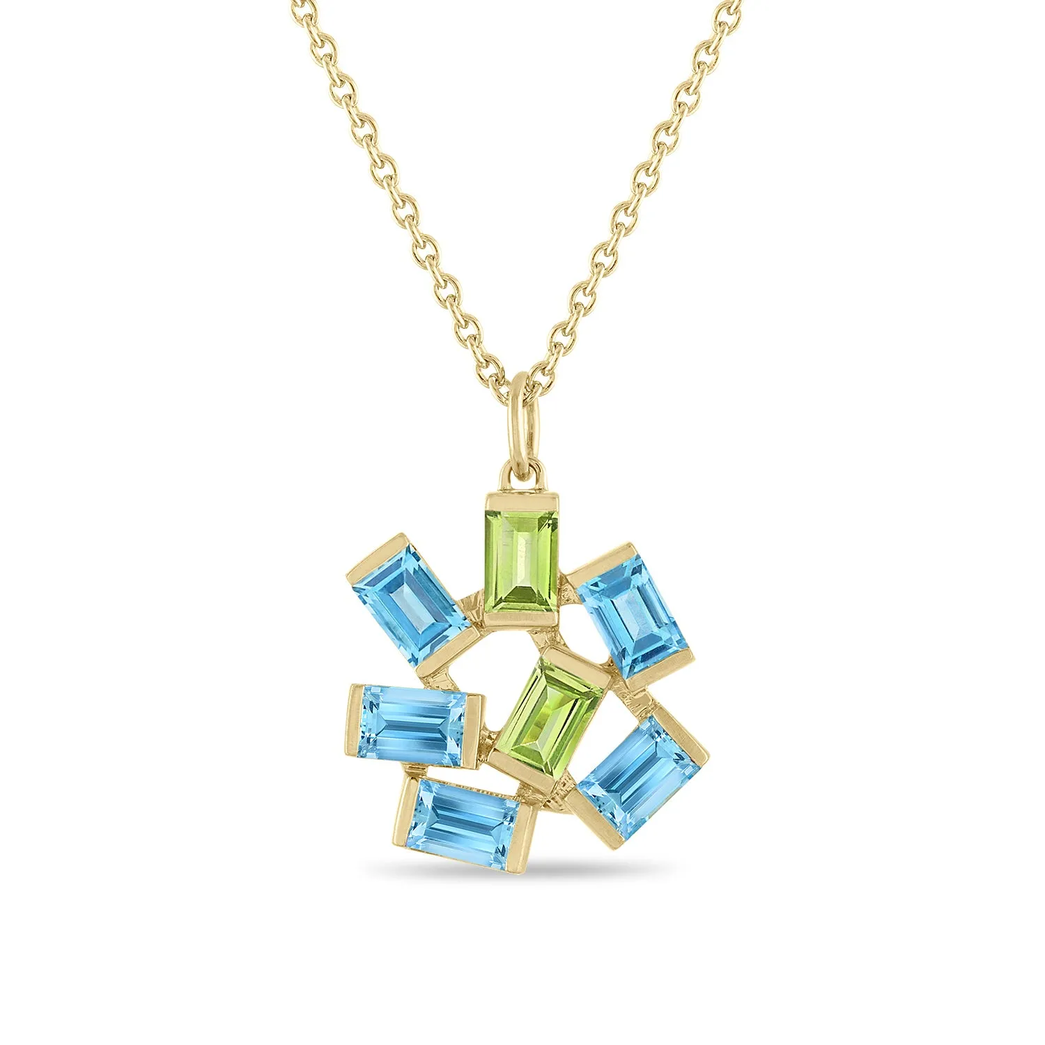 Large Jubilation Pendant Necklace: Blue Topaz and Peridot