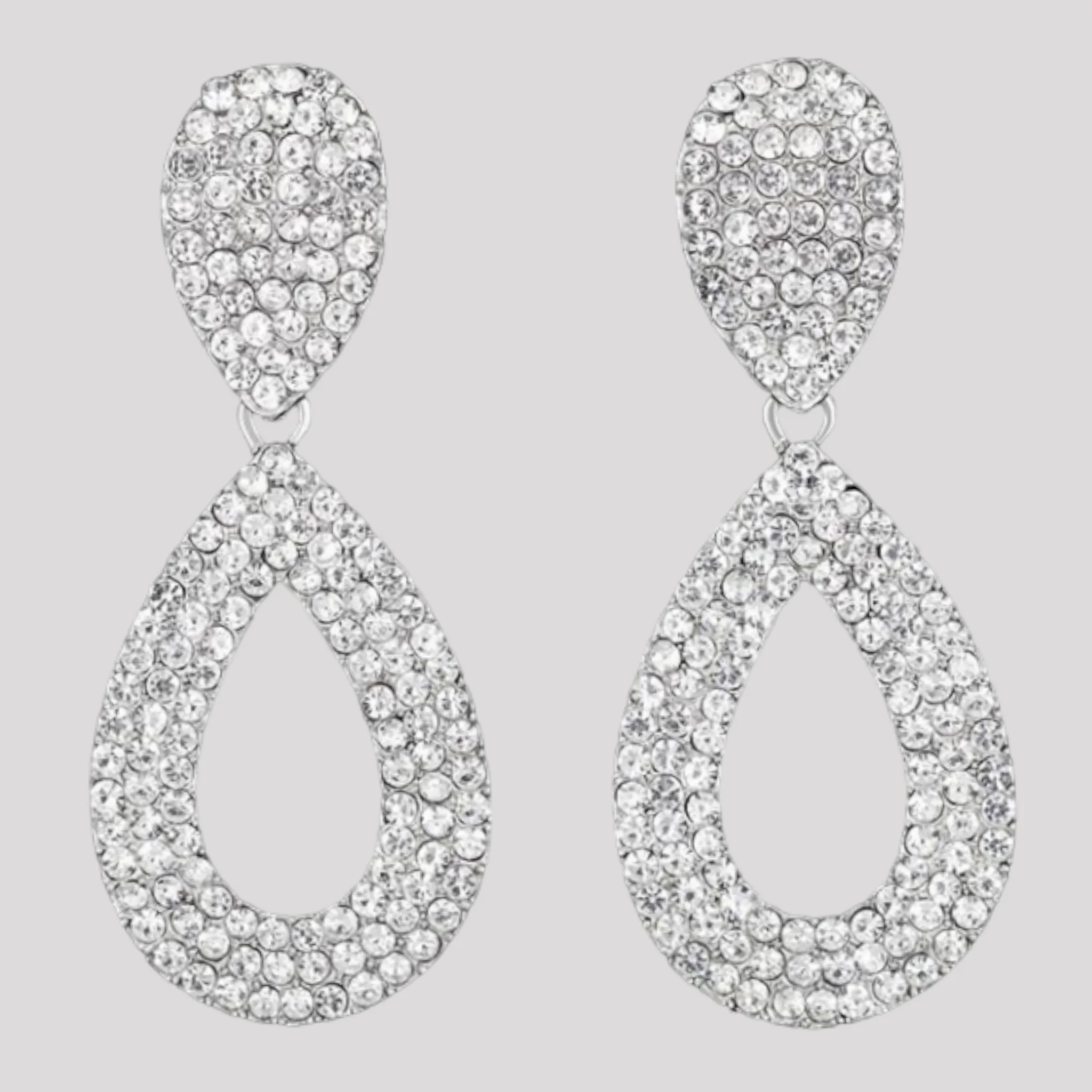 Large Teardrop Crystal Diamonte Stud Earrings