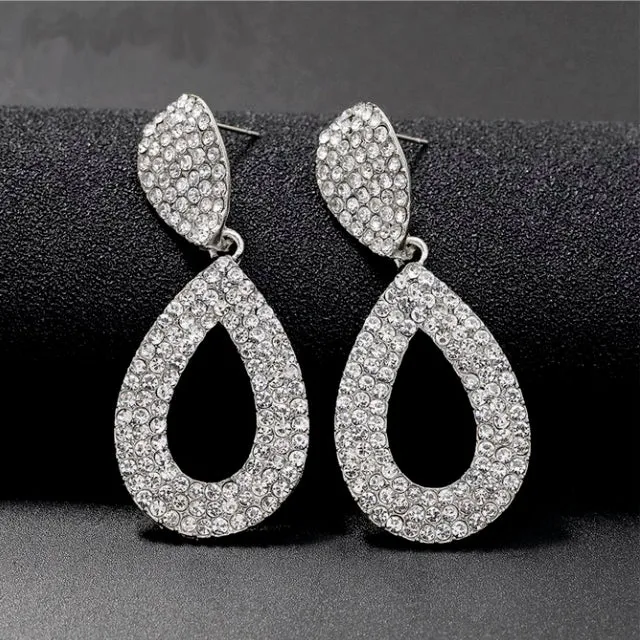 Large Teardrop Crystal Diamonte Stud Earrings