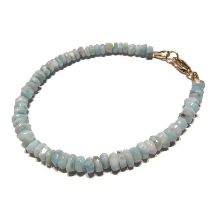 Larimar Faceted Bracelet with Gold Filled Lobster Claw Clasp