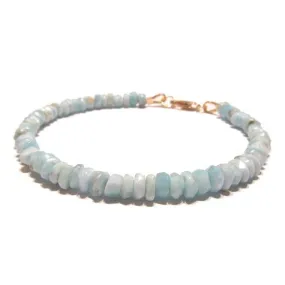 Larimar Faceted Bracelet with Gold Filled Lobster Claw Clasp