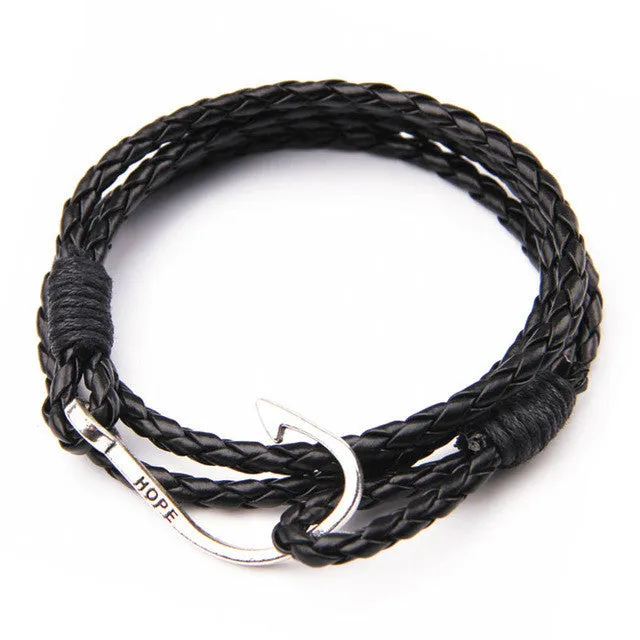 Leather Bracelet Mens Jewelry Handmade Braided Rope Chain Braclet For Women Accessories Boys Wristband. NIUYITID.