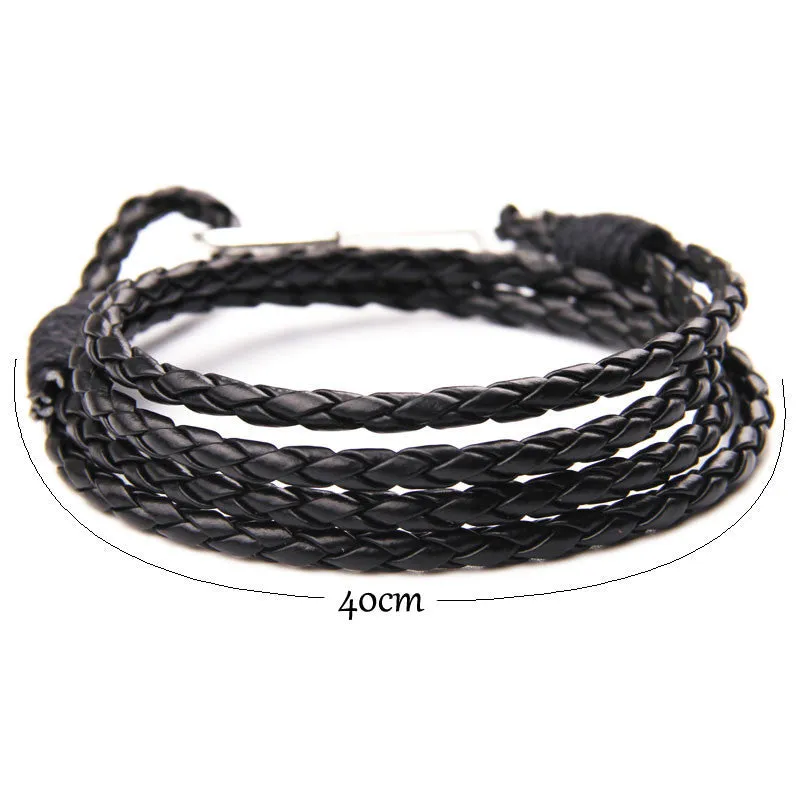 Leather Bracelet Mens Jewelry Handmade Braided Rope Chain Braclet For Women Accessories Boys Wristband. NIUYITID.