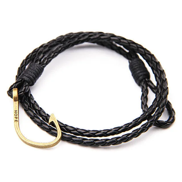 Leather Bracelet Mens Jewelry Handmade Braided Rope Chain Braclet For Women Accessories Boys Wristband. NIUYITID.