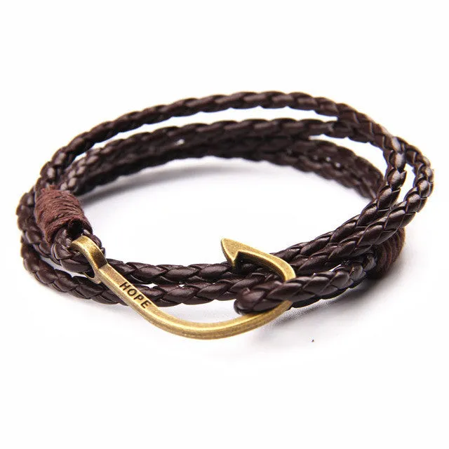 Leather Bracelet Mens Jewelry Handmade Braided Rope Chain Braclet For Women Accessories Boys Wristband. NIUYITID.