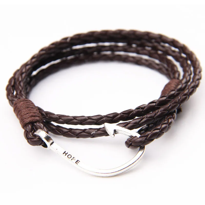 Leather Bracelet Mens Jewelry Handmade Braided Rope Chain Braclet For Women Accessories Boys Wristband. NIUYITID.