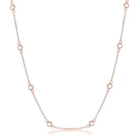 Lecia 16” Rosegold CZ Round Bezel Saturn Necklace