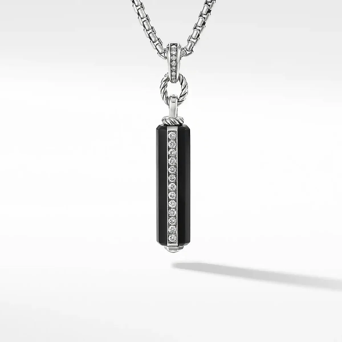 Lexington Small Barrel Pendant with Black Onyx and Pave Diamonds