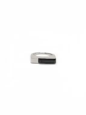 Linear Ring - Rhodium - Onyx