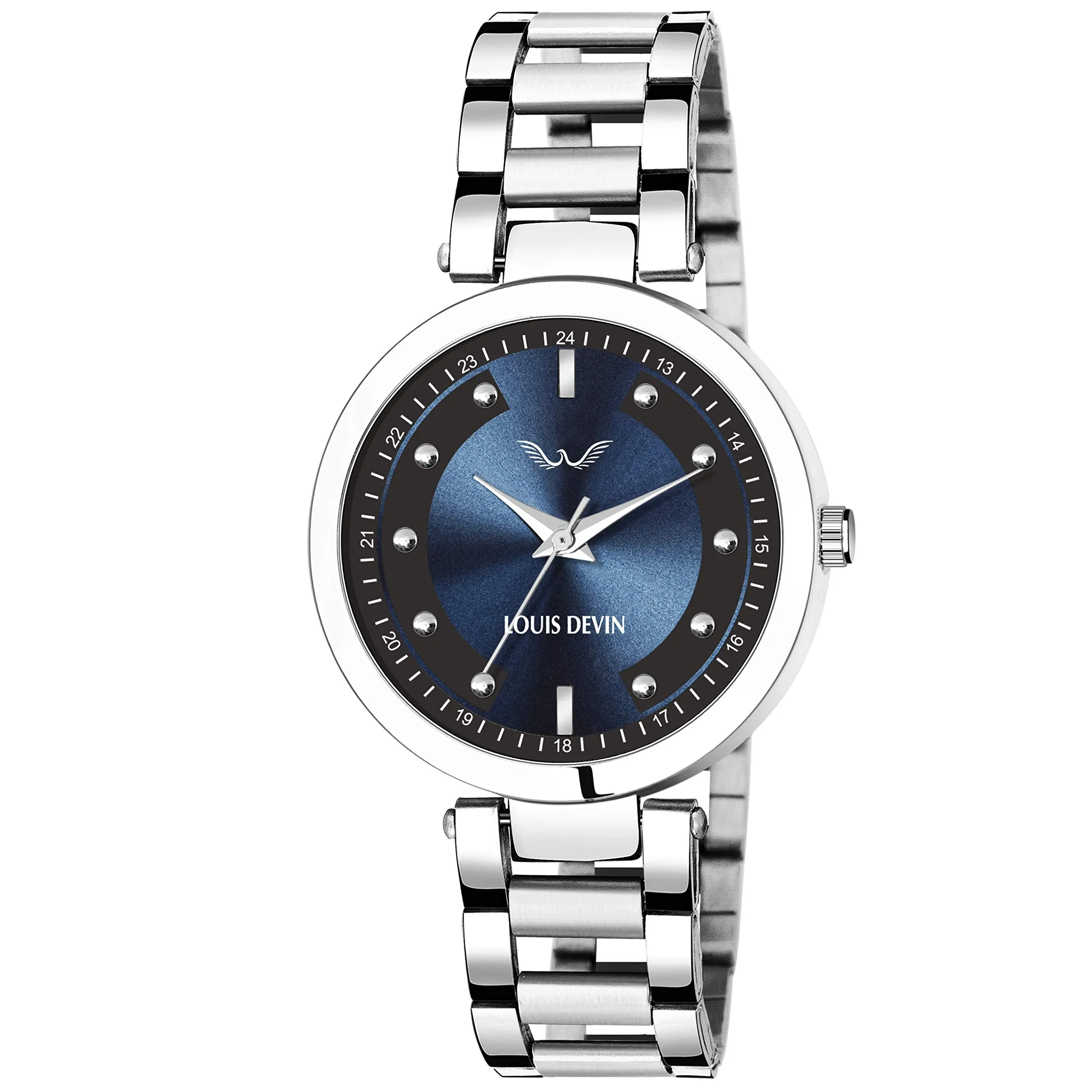 LOUIS DEVIN LD-ZL131-BLUE Stainless Steel Chain Analog Wrist Watch for Women