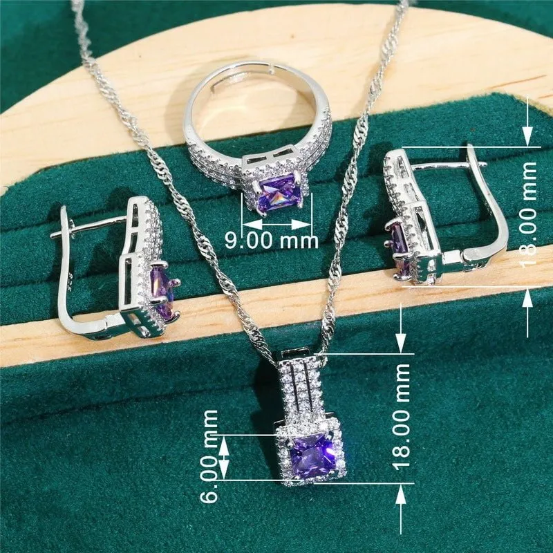 LovelyRLovely Zircon Bracelet Necklace Earring Ring Set