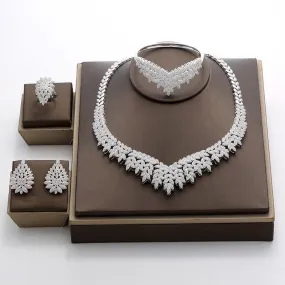 Luxury Noble Micro Pave High Quality AAAA  Cubic Zirconia Wedding Jewelry Set