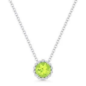 Madison L 14K White Gold 0.62ctw Halo Style Peridot Necklace