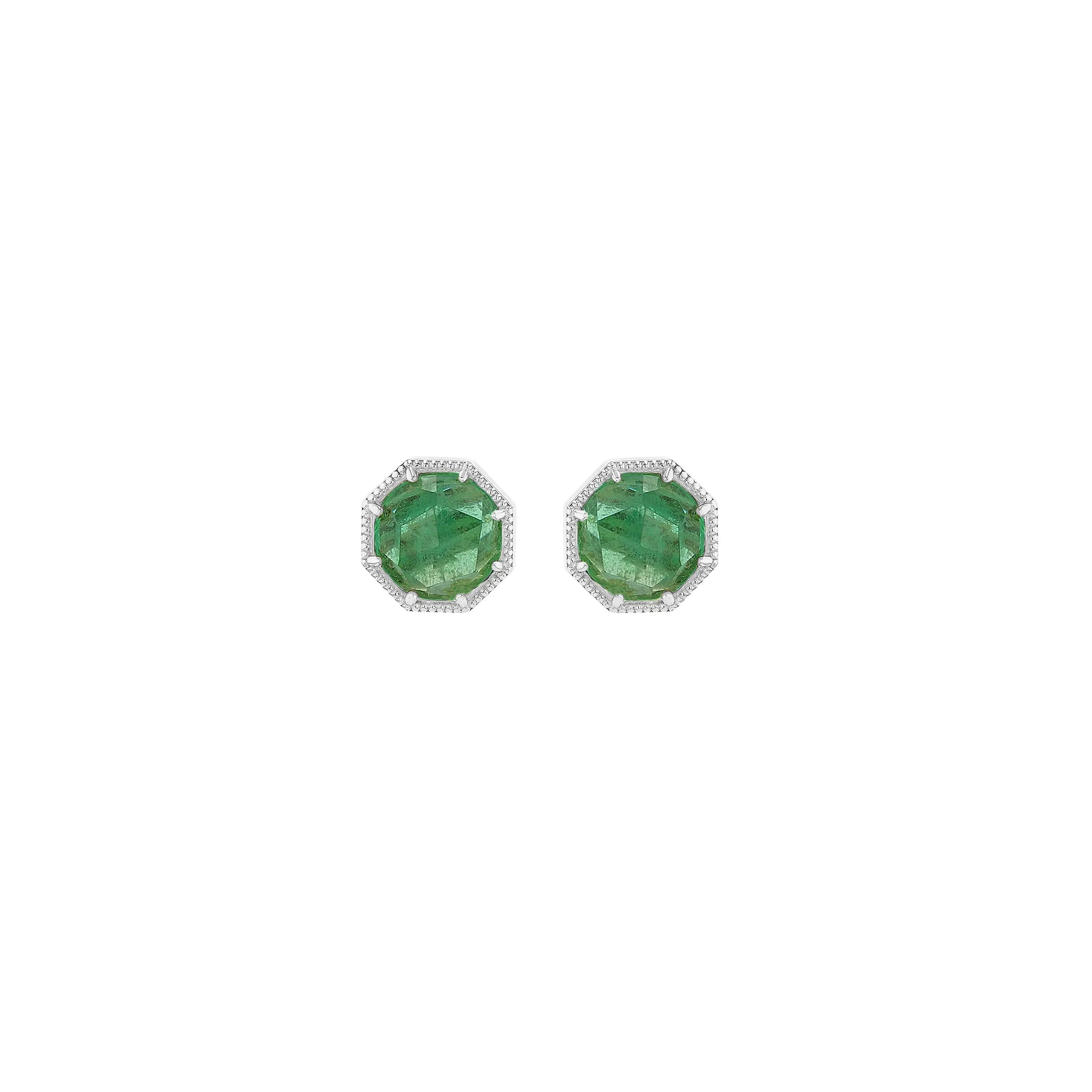 Maman Crown Bezel Emerald Earrings