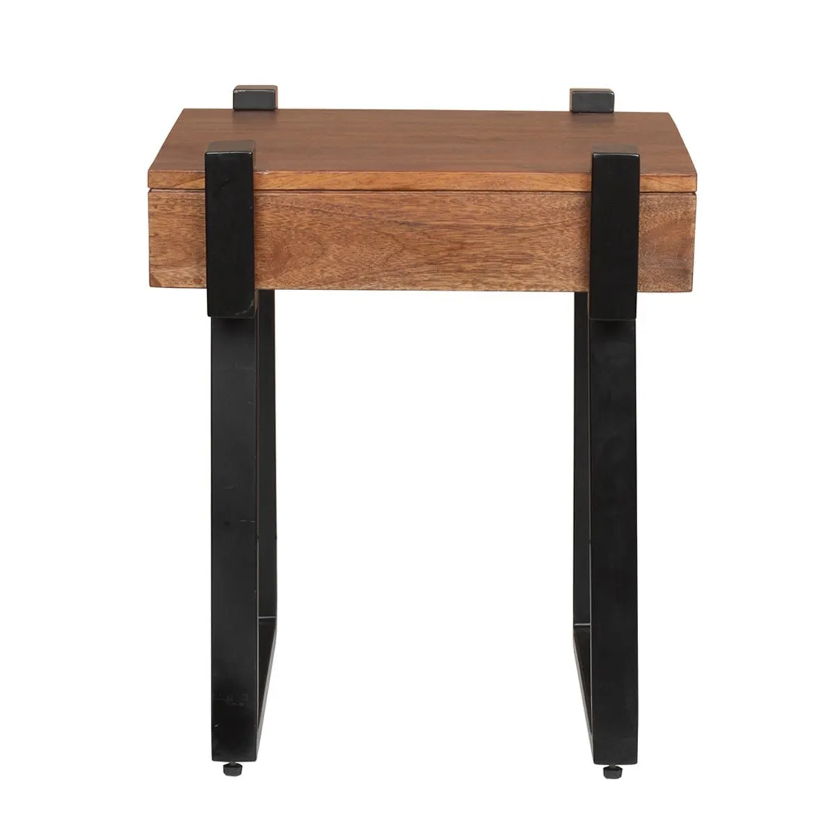 MangoLuxe Solid Wood End Table Metal Legs Side 18''L x 18''W x 20''H