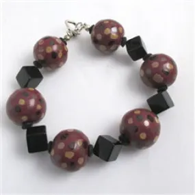 Maroon and Black African Kazuri Bracelet