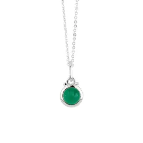 May Birthstone Charm Necklace in Silver