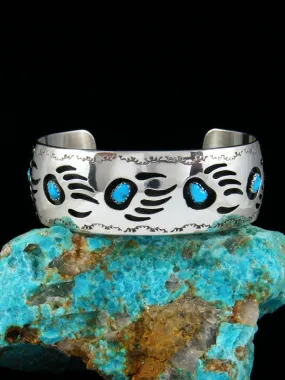 Medium Navajo Turquoise Bear Paw Shadowbox Bracelet