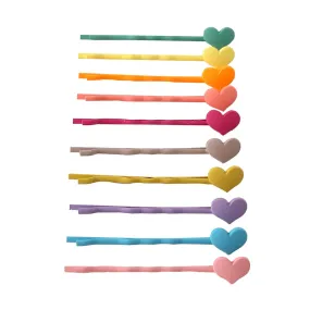 Melbees by Yellow Chimes Hair Pins for Girls Kids Hair Accessories for Girls Hair Pin 10 Pcs Heart Bobby Pins for Hair Multicolor Charm Hairpin Bobby Hair Pins for Girls Kids Teens Toddlers