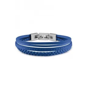 Mens Steel Multi Strap Blue Bracelet UMB01345STB