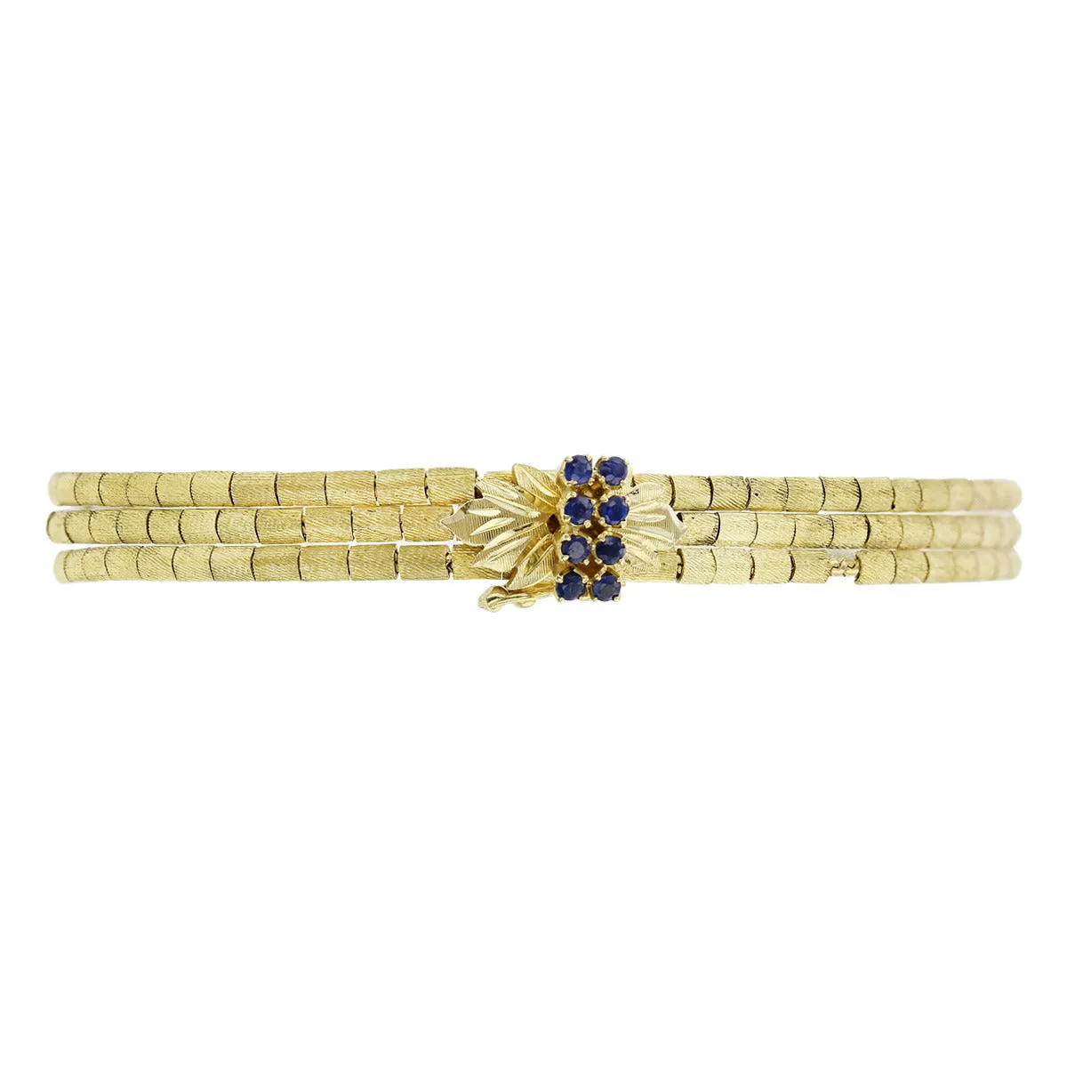 Mid-Century 18K Gold Sapphire 3-Strand Bracelet