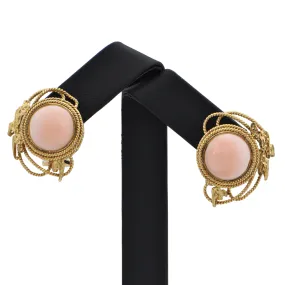 Mid-Century Brutalist Style Midway Coral 14k Gold Earrings