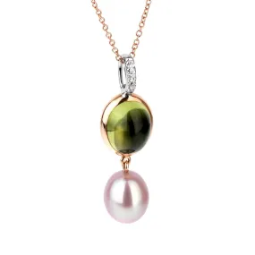 Mimi Milano Peridot Pearl Diamond Necklace