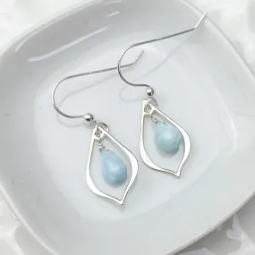 Mini Larimar Petal Earrings