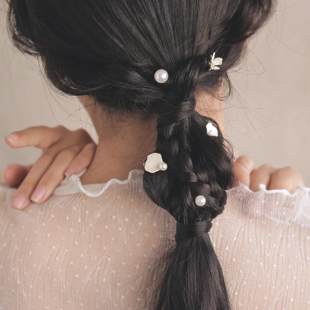 Mixed Flower Pearl Twist Hairpin Set