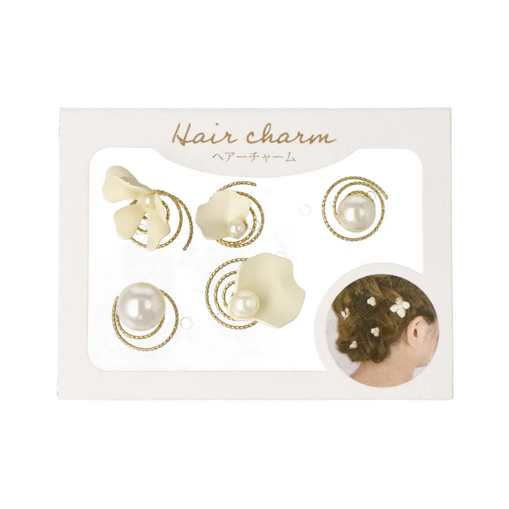 Mixed Flower Pearl Twist Hairpin Set