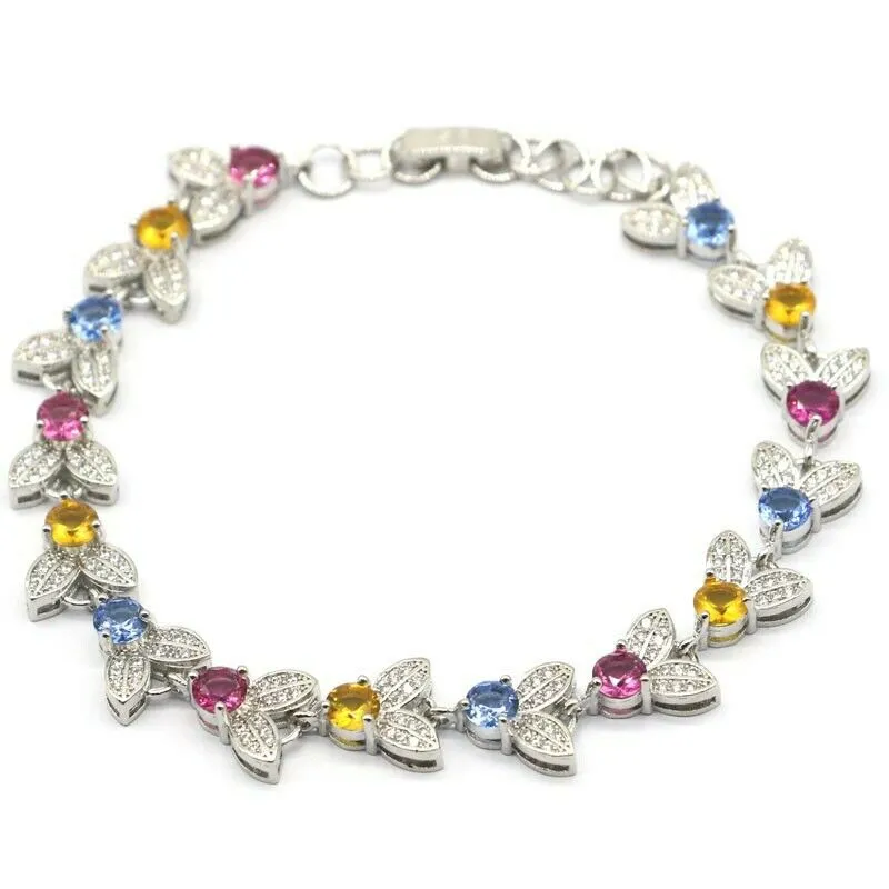 Multi-Color Tourmaline Gemstone Tennis Bracelet