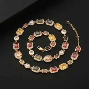 Multi-colored Gemstone necklace and bracelet