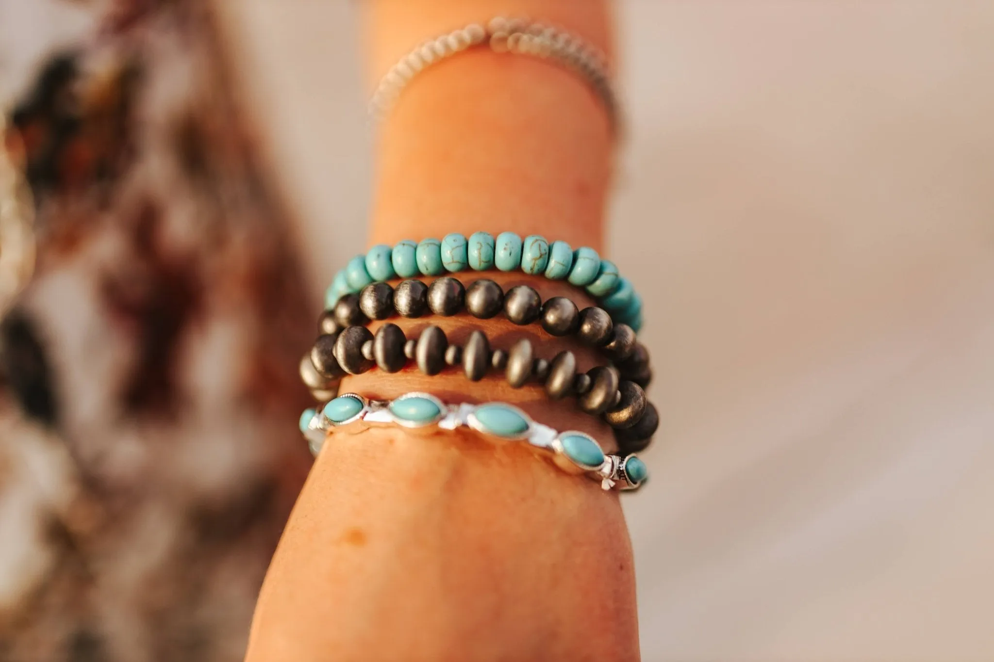 Multi Turquoise and Silver Bracelet Set