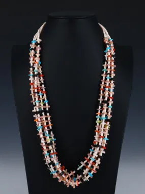 Native American Santo Domingo Pink Shell Five Strand Necklace Set