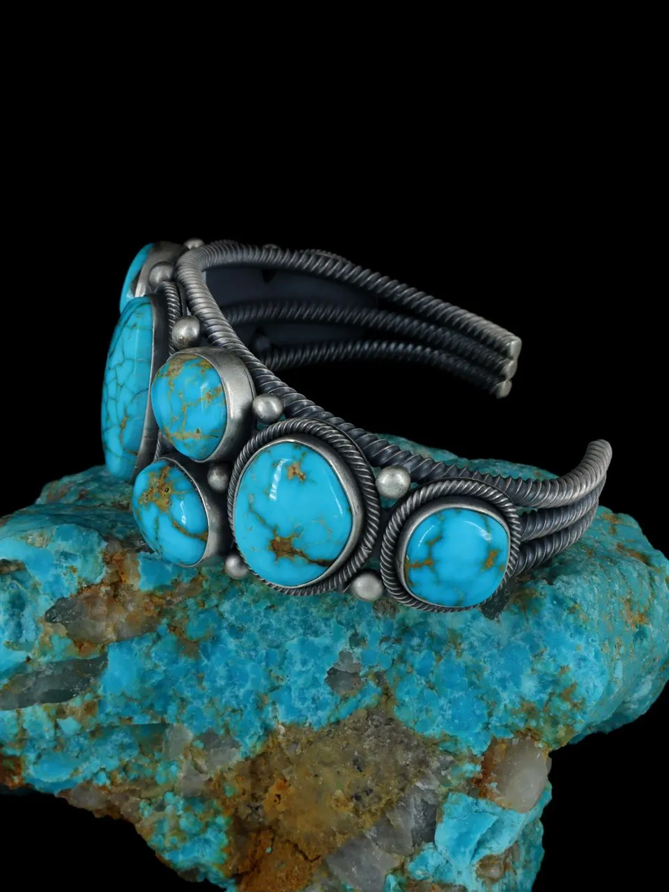 Native American Sterling Silver Natural Royston Turquoise Cuff Bracelet