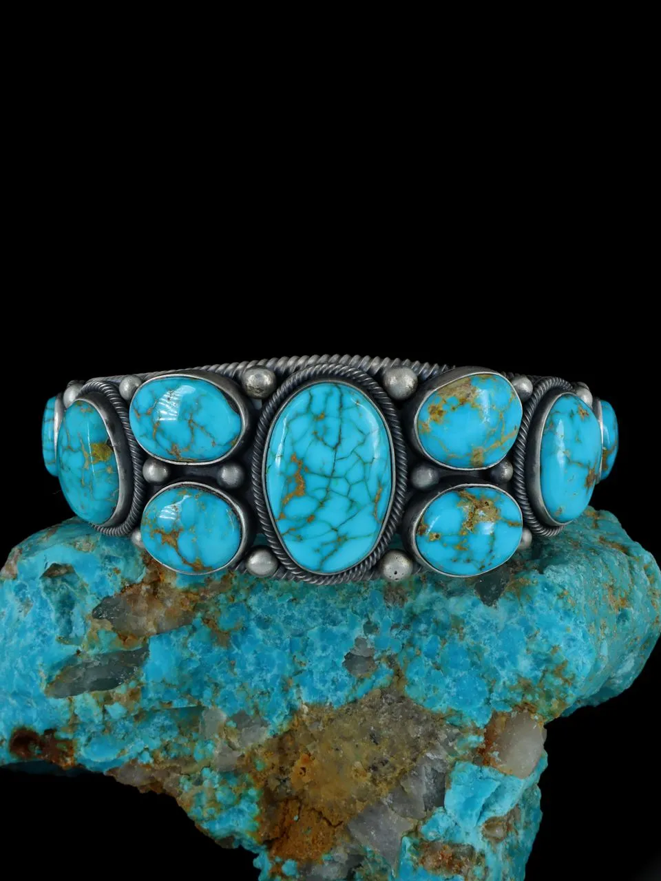 Native American Sterling Silver Natural Royston Turquoise Cuff Bracelet