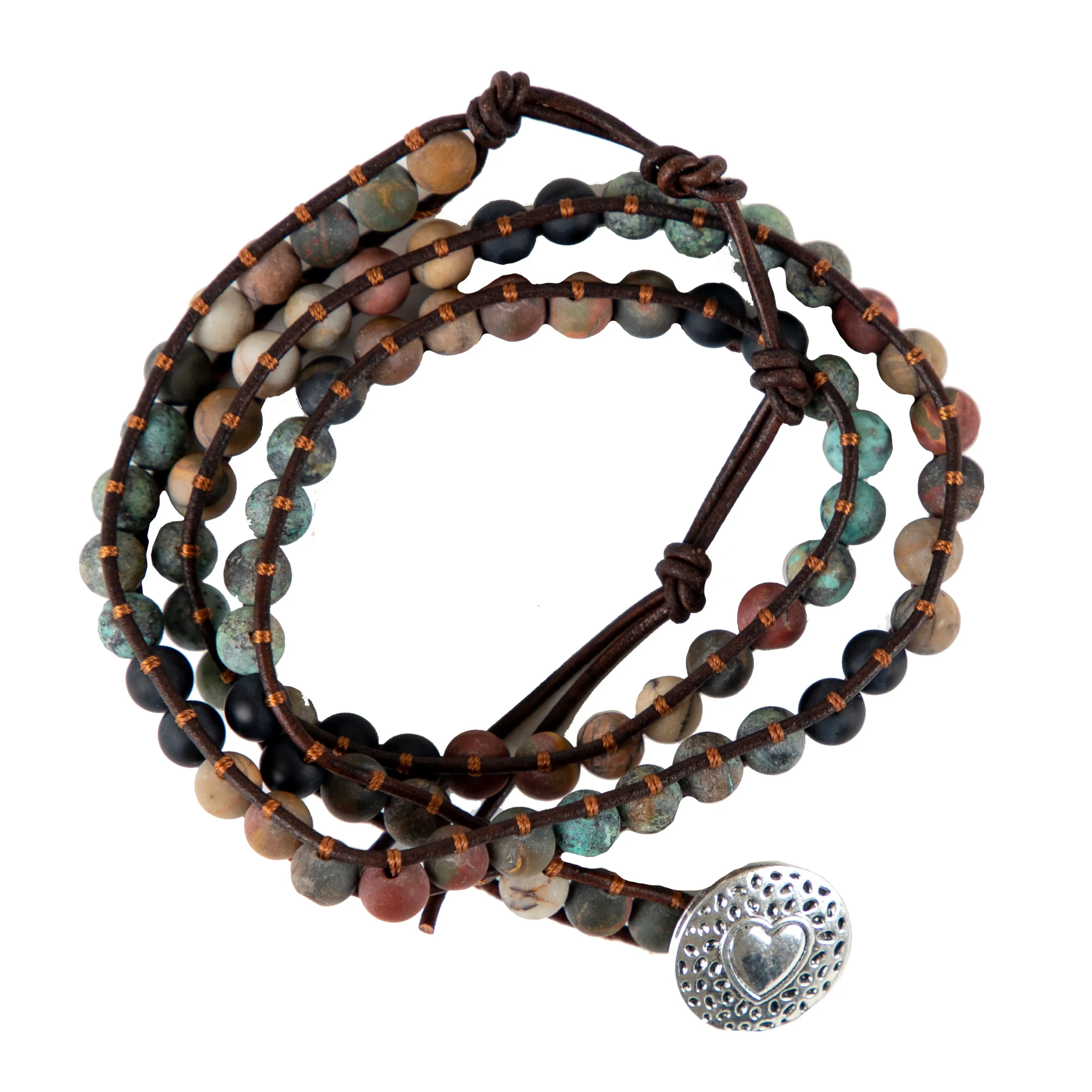 Natural Agate Gemstone beaded multi-layer Bracelet jewelry, Unisex