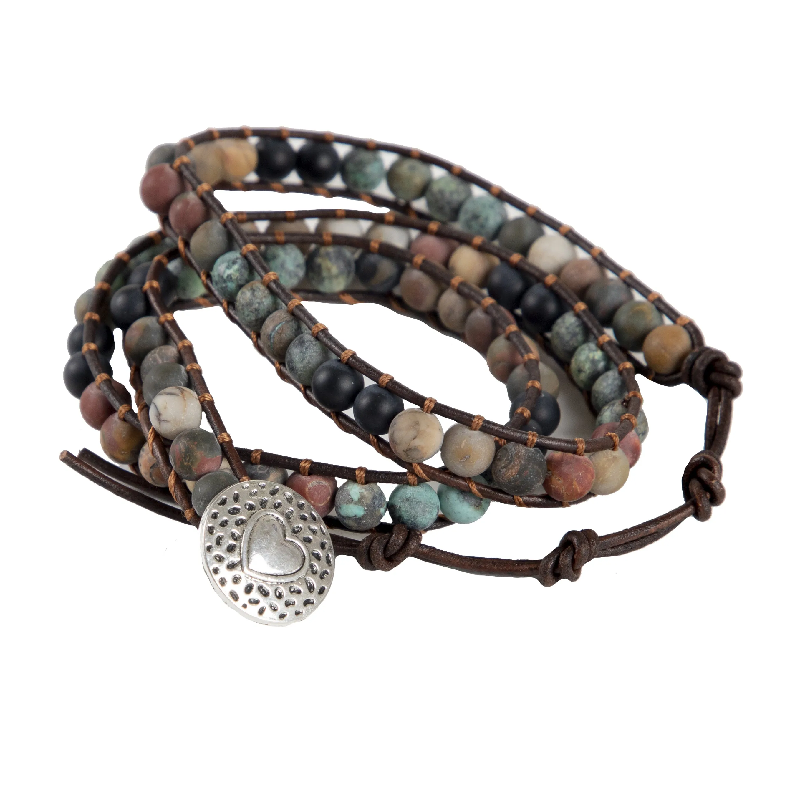 Natural Agate Gemstone beaded multi-layer Bracelet jewelry, Unisex