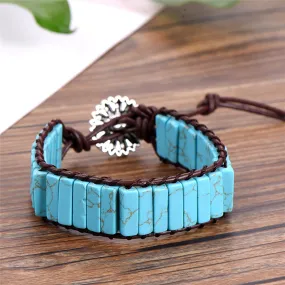 Natural Turquoise Square Cut Beaded Bracelet for Women Charms Gifts for Mom