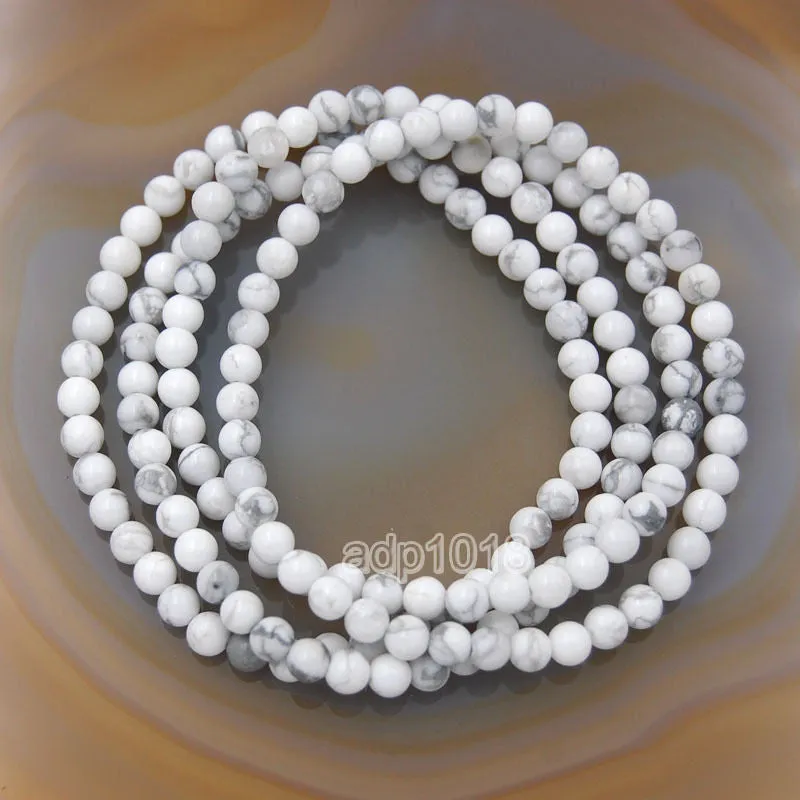 Natural White Turquoise Gemstone Beads Stretch Bracelet Healing Reiki