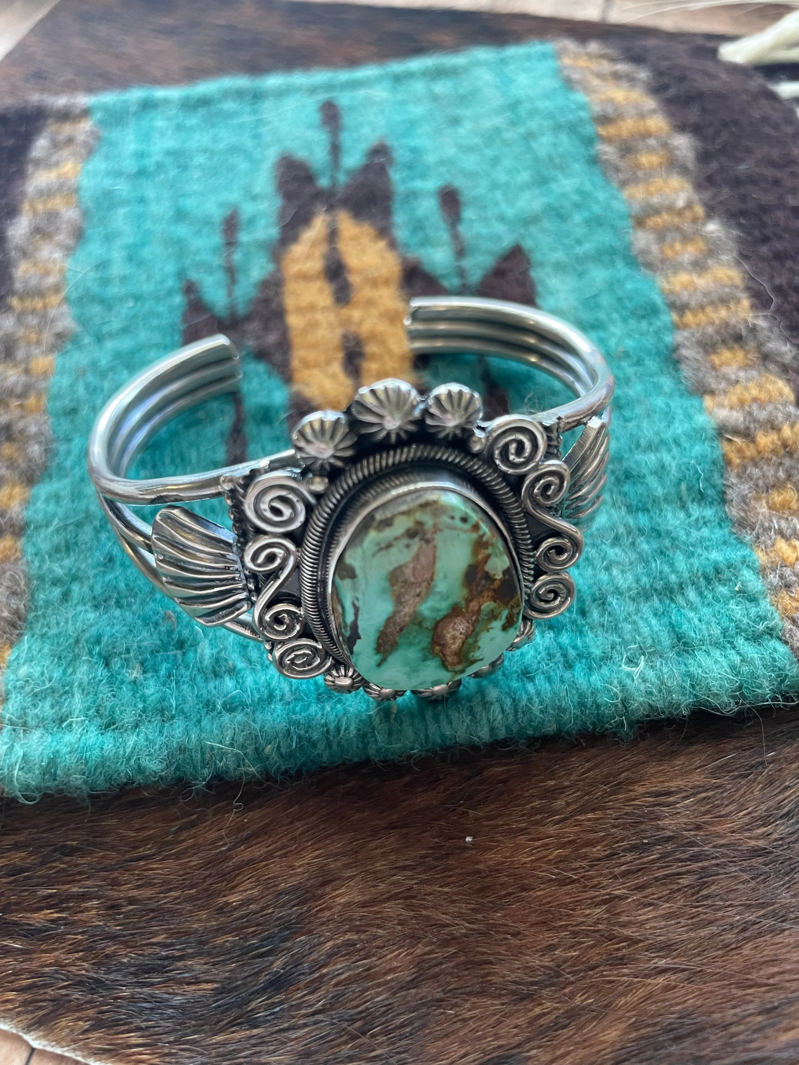 Navajo Sterling Cuff & Royston Turquoise Cuff Bracelet