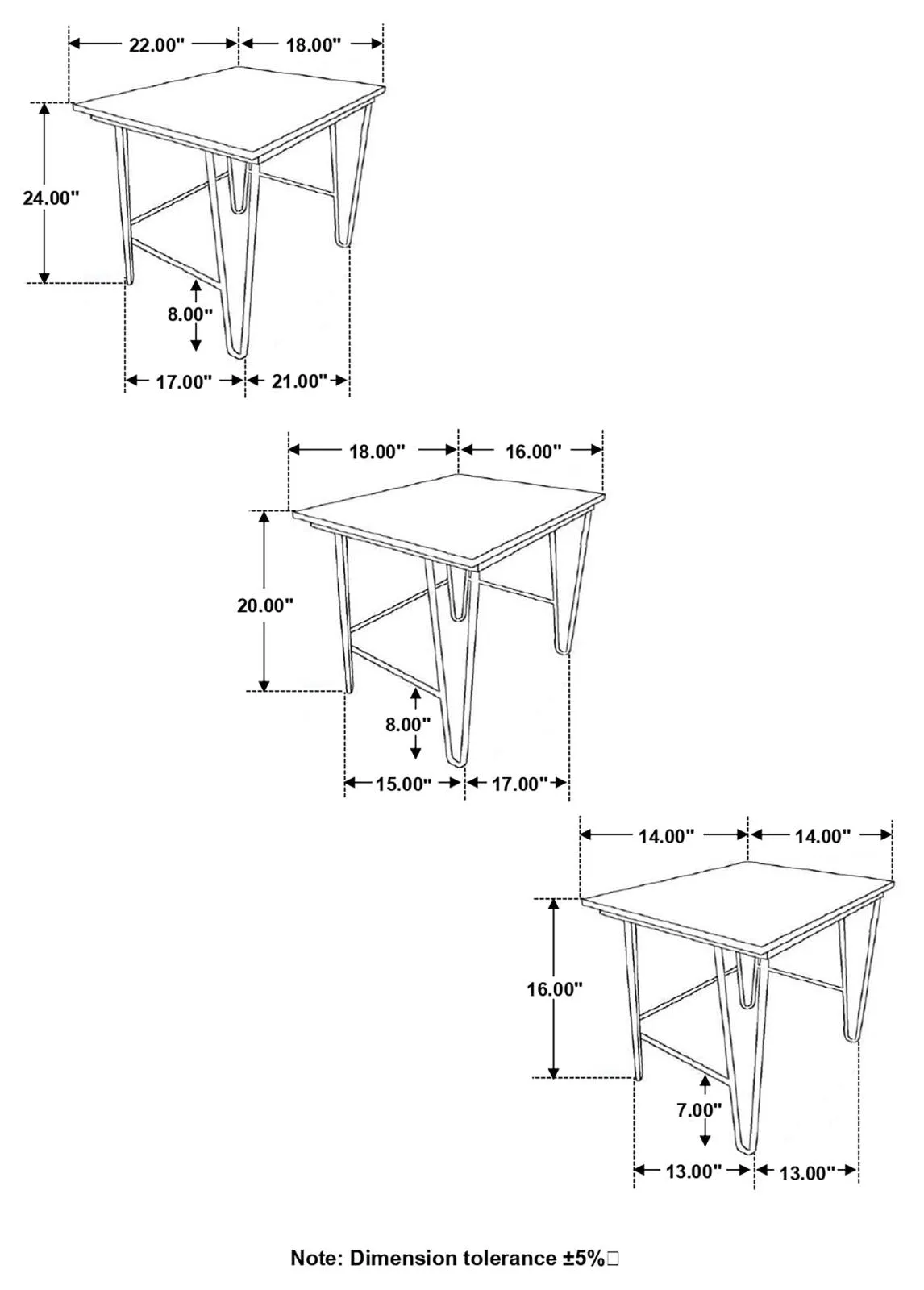 Nayeli 3-Piece Nesting Table with Hairpin Legs Natural/Black